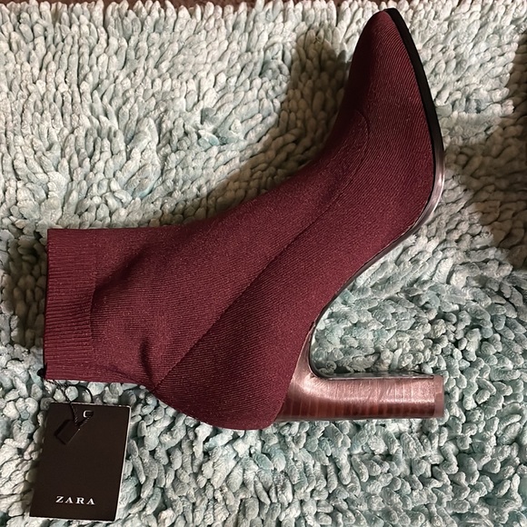 Zara burgundy Ankle boots NWT - Picture 4 of 7